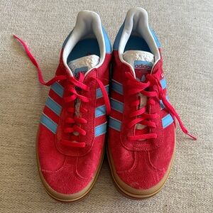 Adidas Red and Light Blue Suede Sneakers